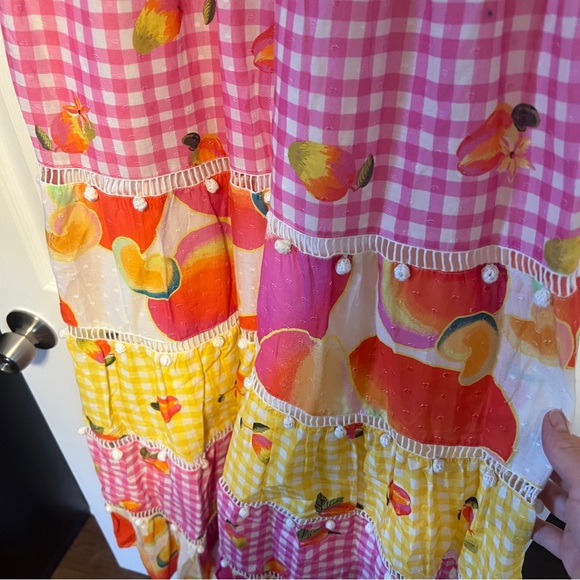 Farm Rio Mixed Picnic Cashew Dress Women's S Maxi Colorful Adjustable Halter - Picture 12 of 13